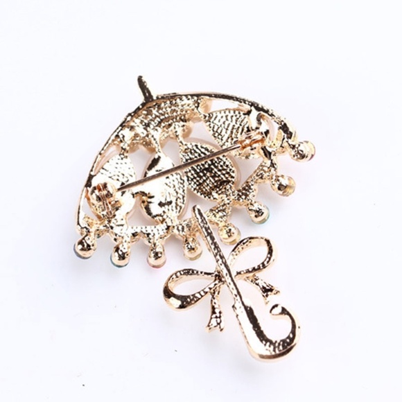 **SOFIA* Gold x Opal Gem Umbrella Fashion Brooch - Picture 3 of 3
